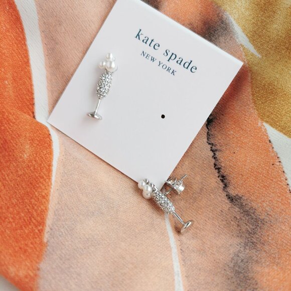 Kate Spade - Cheers To That - Silver White Stud Earrings - Picture 3 of 3